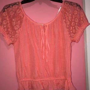 PEACH LACE TOP WORN ONCE